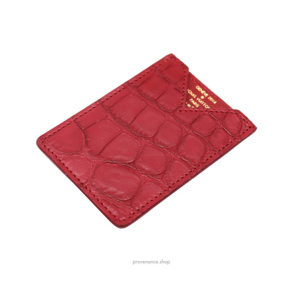 🔴 Louis Vuitton Genève Card Holder Wallet - Red Alligator Leather - Picture 4 of 6